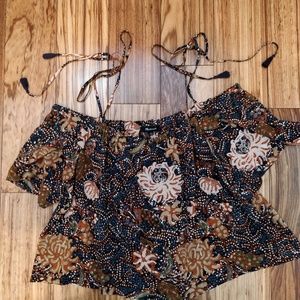 Madewell silk cold shoulder crop top